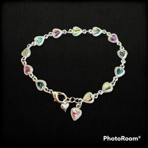 Sj Dainty Abalone Shell Romantic Coquette Heart Chain Tennis Bracelet
